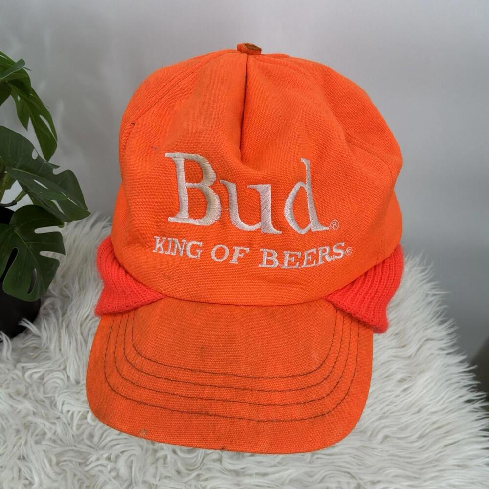 Bud King Of Beers Hunter Orange Knit Gaitor Baseball Cap